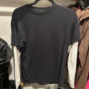 No Boundaries Black Tee with White Long Sleeves